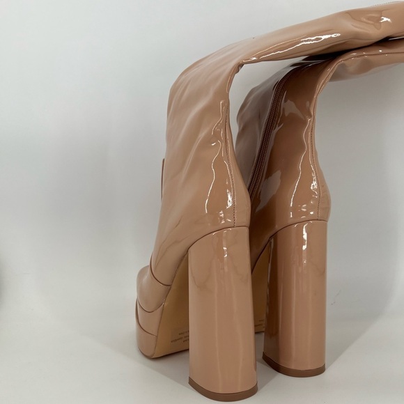 Lemon Drop By Privileged Bruna Nude Patent Vegan Leather Ultra Platform Boots - Picture 5 of 9